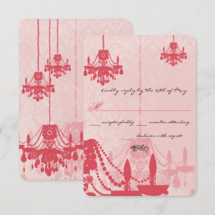 Chateau Roos Pink Chandelier Wedding Invitations Kaart