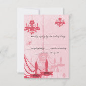 Chateau Roos Pink Chandelier Wedding Invitations Kaart (Voorkant)