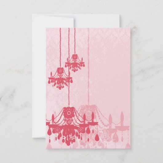 Chateau Roos Pink Chandelier Wedding Invitations Kaart (Achterkant)