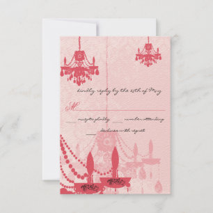 Chateau Roos Pink Chandelier Wedding Invitations Kaart