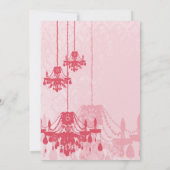 Chateau Roos Pink Chandelier Wedding Invitations Kaart (Achterkant)