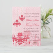 Chateau Roos Pink Chandelier Wedding Invitations Kaart (Staand voorkant)