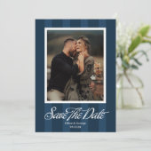 Chateau Stripe Foto Bewaar de Datum Save The Date (Staand voorkant)