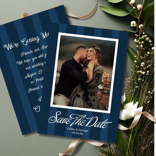 Chateau Stripe Foto Bewaar de Datum Save The Date
