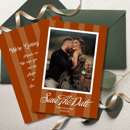 Chateau Stripe Foto Bewaar de Datum Save The Date