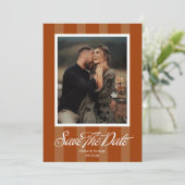 Chateau Stripe Foto Bewaar de Datum Save The Date (Staand voorkant)