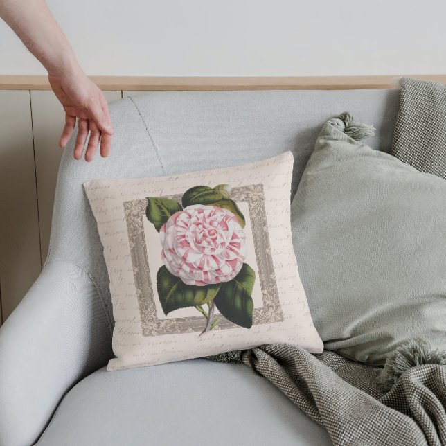 Chateau Style  Roze en Witte Camellia Kussen (Creator heeft geüpload)