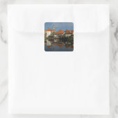 Chateau Tower, Vltava River, Cesky Krumlov Vierkante Sticker (Tas)