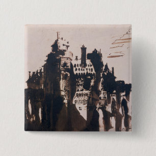 Chateau verrijkt door twee bruggen vierkante button 5,1 cm