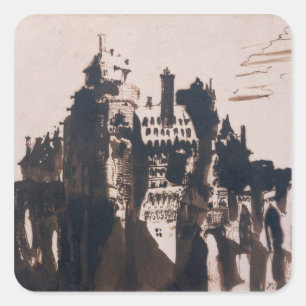 Chateau verrijkt door twee bruggen vierkante sticker