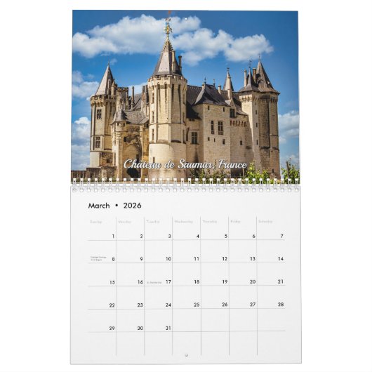 Châteaux van de Loirevallei - Paleizen in Frankrij Kalender (Mar 2026)