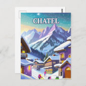 Châtel: Charme Authentique in de sneeuwde Alpen Briefkaart (Voorkant / Achterkant)