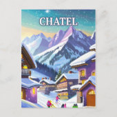 Châtel: Charme Authentique in de sneeuwde Alpen Briefkaart (Voorkant)