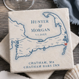 Chatham Bars Inn Huwelijksgunst Cape Cod Kaart Stenen Onderzetter