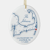 Chatham Bars Inn trouwfoto eerste kerst Keramisch Ornament (Rechts)