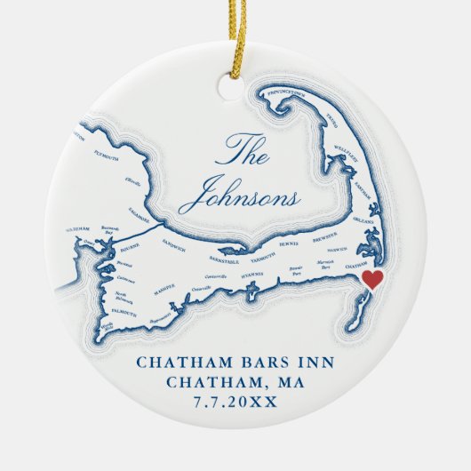 Chatham Bars Inn trouwfoto eerste kerst Keramisch Ornament (Voorkant)