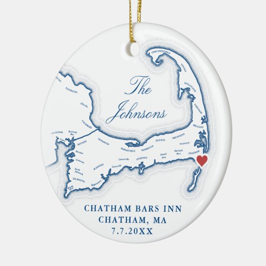 Chatham Bars Inn trouwfoto eerste kerst Keramisch Ornament (Links)