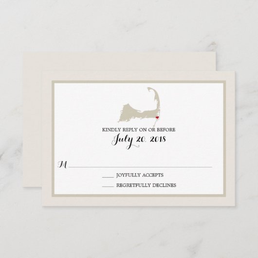Chatham Cape Cod met hart | Bruiloft RSVP (Voorkant / Achterkant)