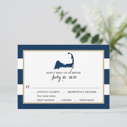 Chatham Cape Cod met hart | Bruiloft RSVP menu (Staand voorkant)