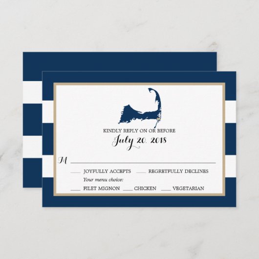 Chatham Cape Cod met hart | Bruiloft RSVP menu (Voorkant / Achterkant)