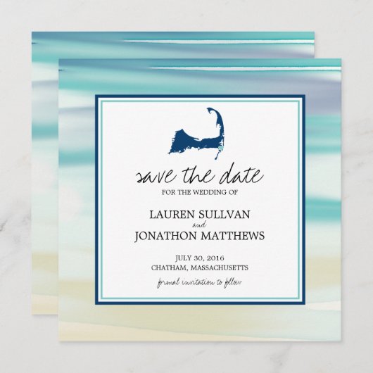 Chatham Cape Cod Ocean Waterverf Save the Date (Voorkant / Achterkant)