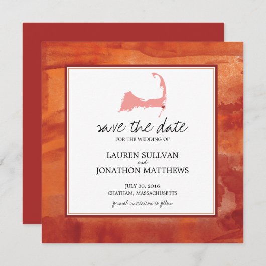 Chatham Cape Cod Ocean Waterverf Save the Date (Voorkant / Achterkant)