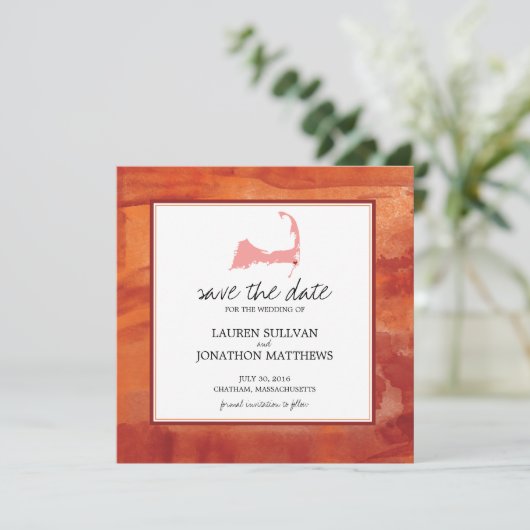 Chatham Cape Cod Ocean Waterverf Save the Date (Staand voorkant)