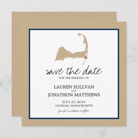 Chatham Cape Cod Wedding Save the Date (Voorkant / Achterkant)
