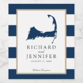 Chatham Cape kabeljauw kaart met blauwe strepen br Wijn Etiket (Enkel label)