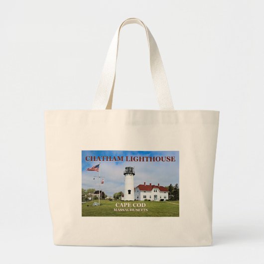 Chatham Lighthouse Cape Cod Massachusetts Canvas t Grote Tote Bag (Voorkant)