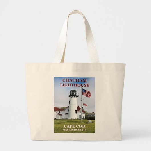 Chatham Lighthouse Cape Cod Massachusetts Canvas t Grote Tote Bag (Voorkant)