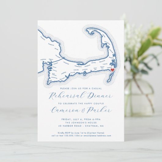 Chatham MA Casual bruiloft repetitie diner Kaart (Staand voorkant)