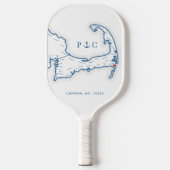 Chatham MA Kaart Navy Blue Monogram Pickleball Paddle (Voorkant)