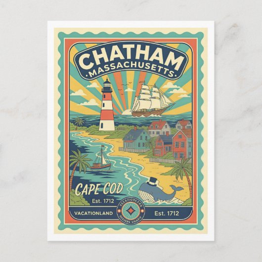 Chatham, MA Retro Jaren 50 Reizen Briefkaart (Voorkant)