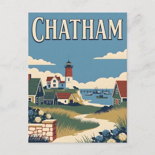 Chatham Massachusetts Cape Cod Oude Poster Briefkaart (Voorkant)