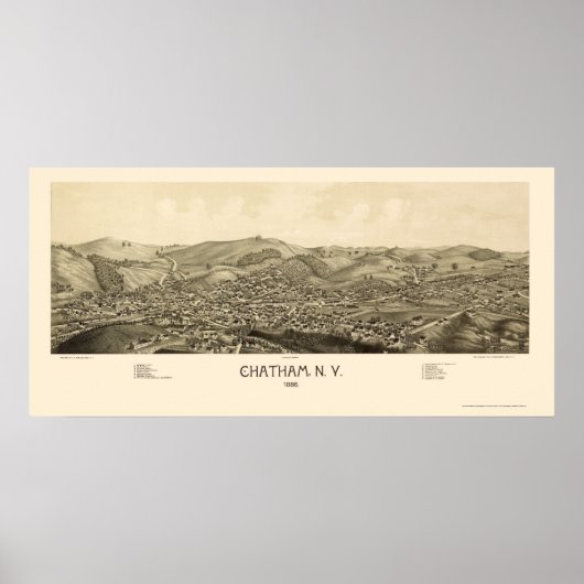 Chatham, NY Panoramic Map - 1886 Poster (Voorkant)