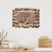 Chatham, ON, Canada Panoramic Map - 1870 Poster (Keuken)