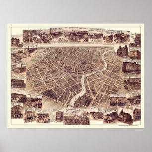 Chatham, ON, Canada Panoramic Map - 1870 Poster