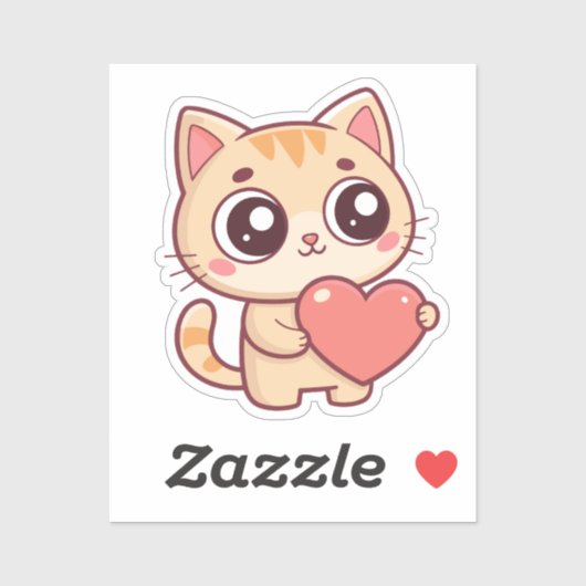 Chaton Coeur Doux Sticker (Vel)