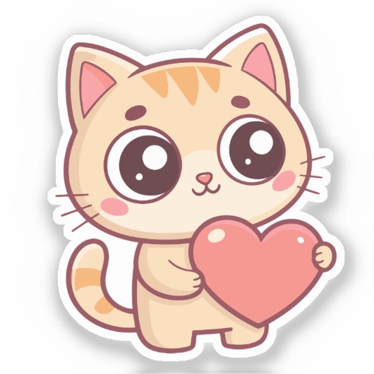 Chaton Coeur Doux Sticker (Voorkant)