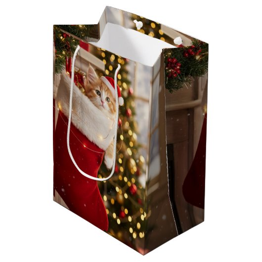 chaton noëls  medium cadeauzakje (Voorkant Gekanteld)