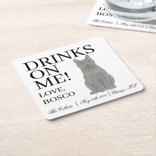 Chatreux Cat Wedding Kartonnen Onderzetters (Schuin)