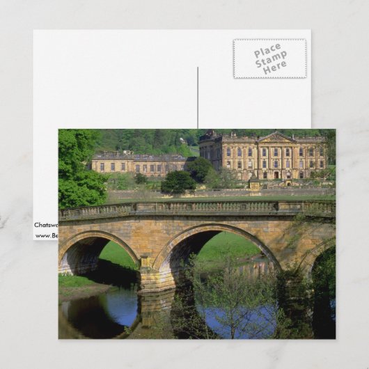 Chatsworth House, Derbyshire, Verenigd Koninkrijk Briefkaart (Voorkant / Achterkant)