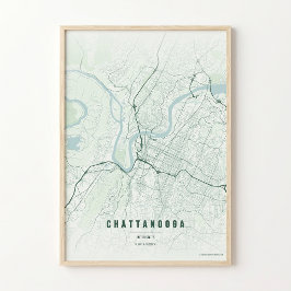 Chattanooga boskaart print poster wandkunst cadeau