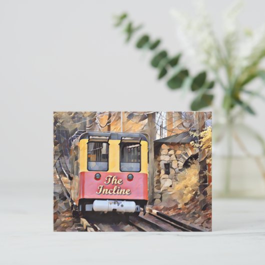 Chattanooga hellend spoorweg afdaling olieverfschi briefkaart (Staand voorkant)