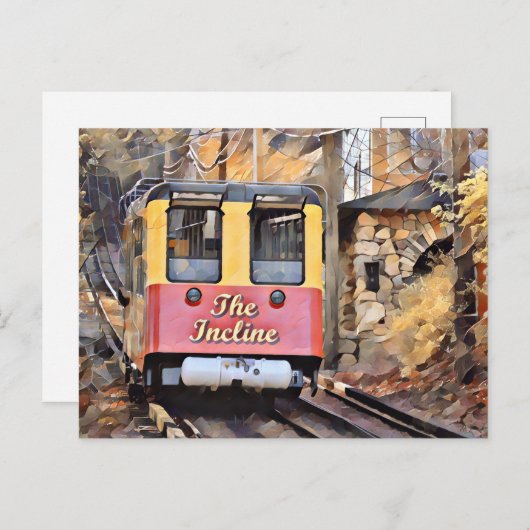 Chattanooga hellend spoorweg afdaling olieverfschi briefkaart (Voorkant / Achterkant)