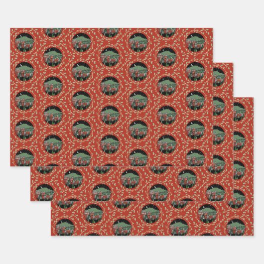 Chattanooga Holiday Wreath Gift Wrap 3 Sheets Inpakpapier Vel (Set)