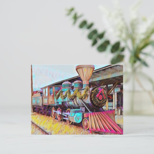 Chattanooga Kerstmis Stoom Trein Olieverfschilderi Briefkaart (Staand voorkant)
