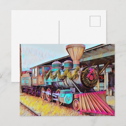 Chattanooga Kerstmis Stoom Trein Olieverfschilderi Briefkaart (Voorkant / Achterkant)