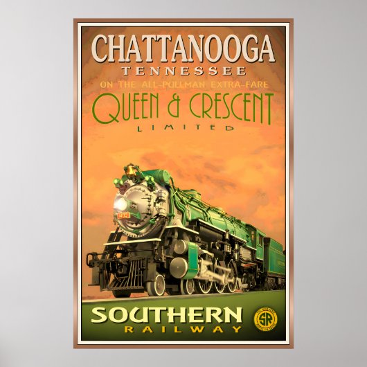 Chattanooga QUEEN & CRESCENT Limited Railway Poster (Voorkant)